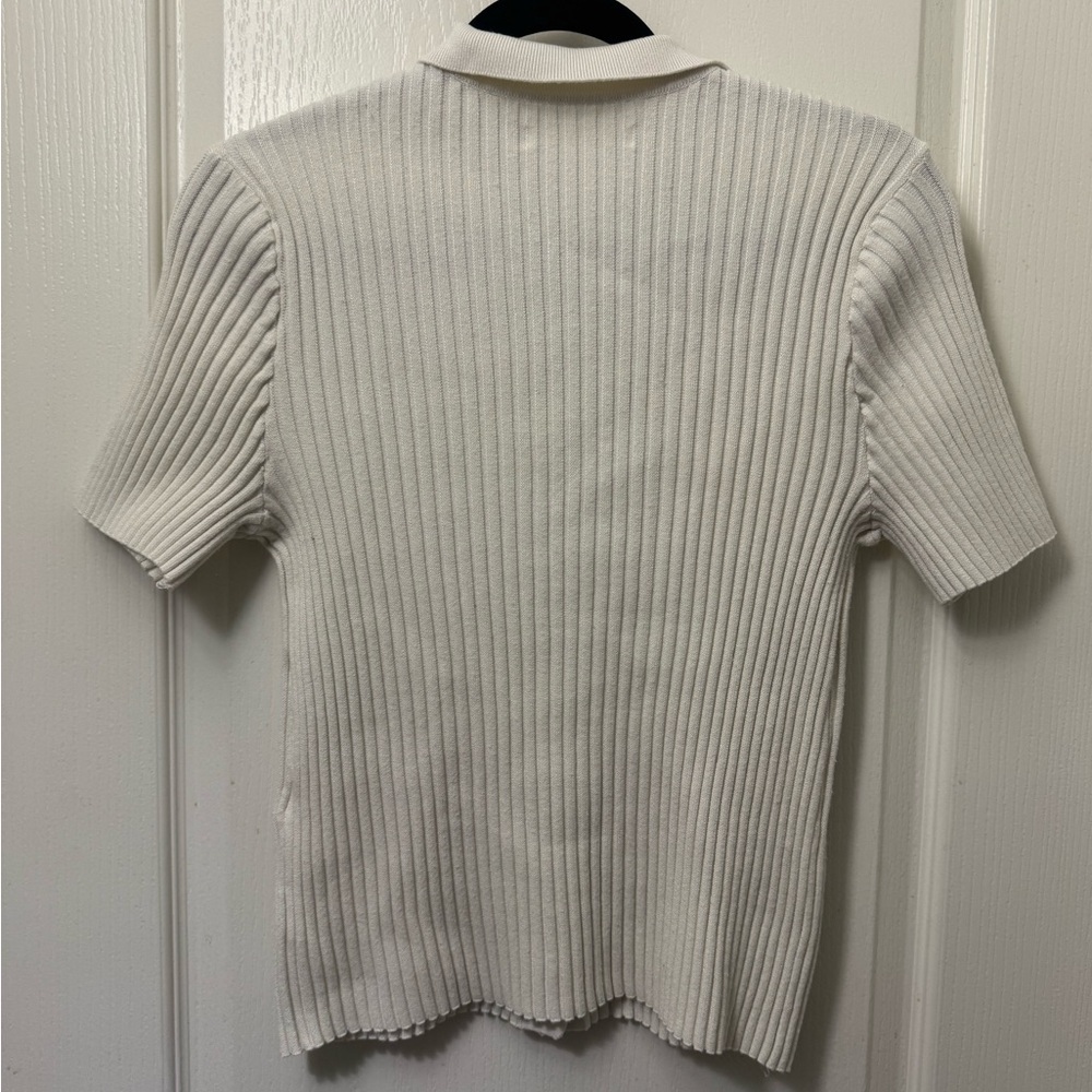 OAK + FORT Cream Ribbed Button-Down Shirt - Picture 7 of 7